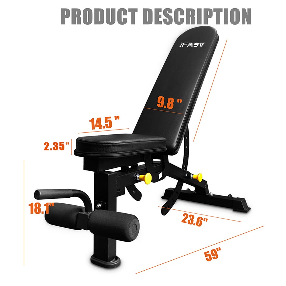 Weight Bench Adjustable Barbell Incline Decline Foldable Utility Workout