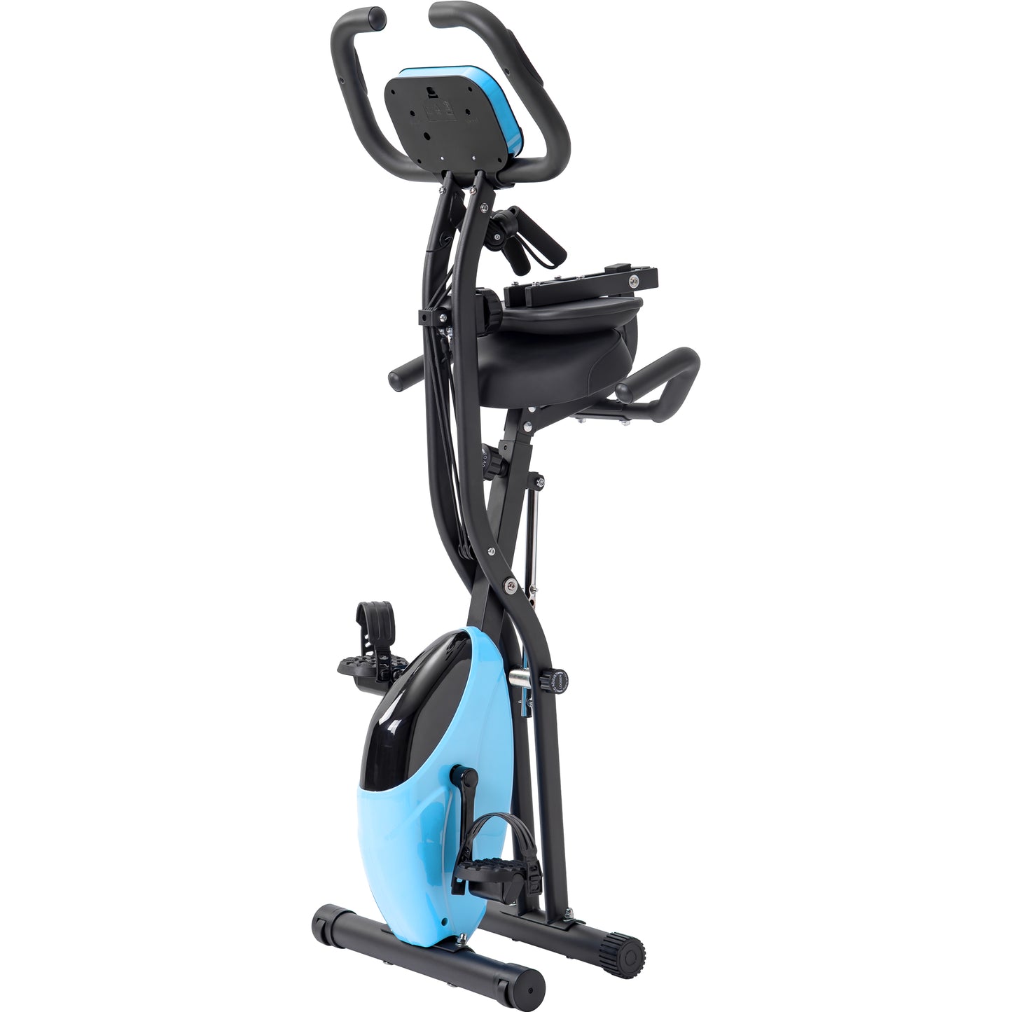 Folding Exercise Bike, Fitness Upright and Recumbent X-Bike with 10-Level Adjustable Resistance