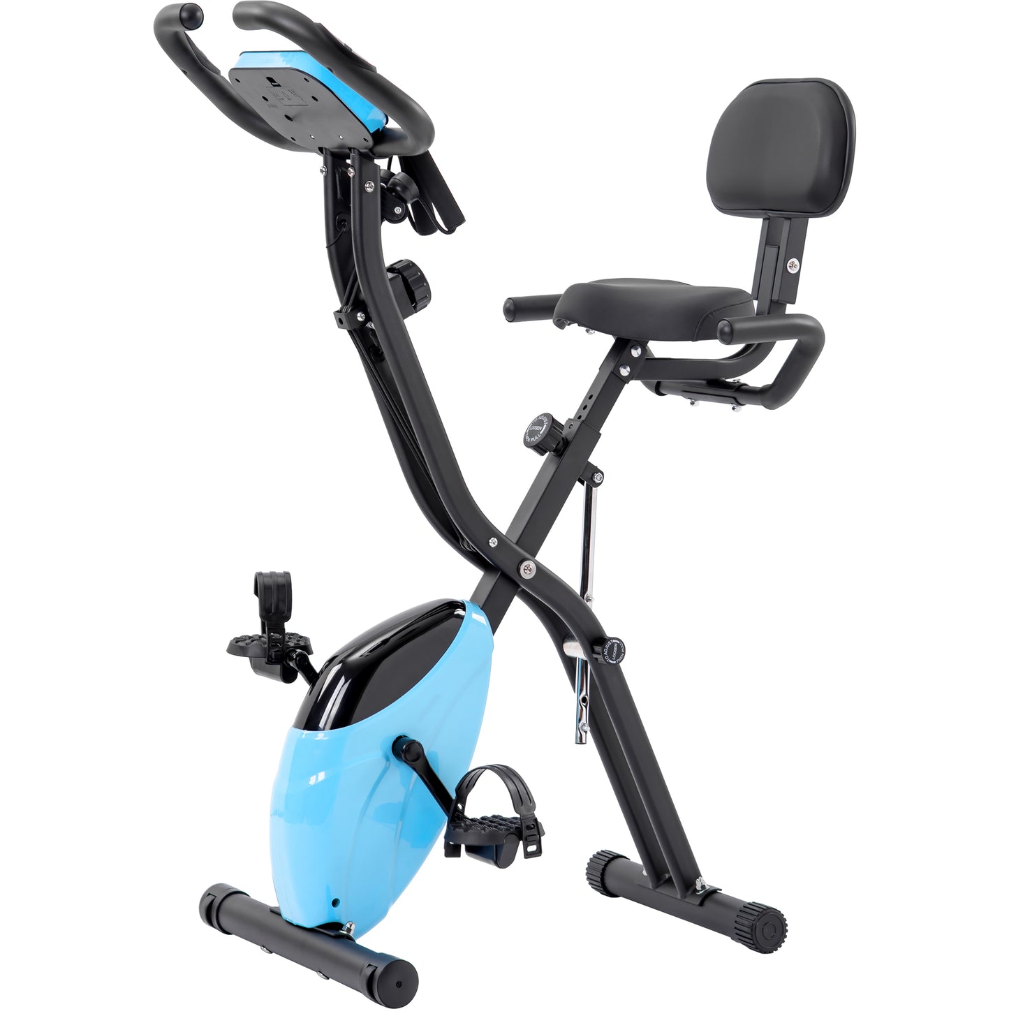 Folding Exercise Bike, Fitness Upright and Recumbent X-Bike with 10-Level Adjustable Resistance