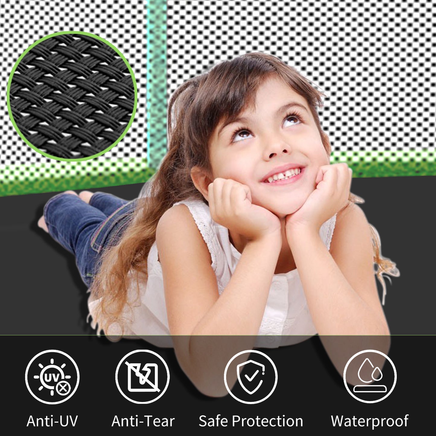 12ft Green Outdoor Toddler Trampoline with Enclosure Safety