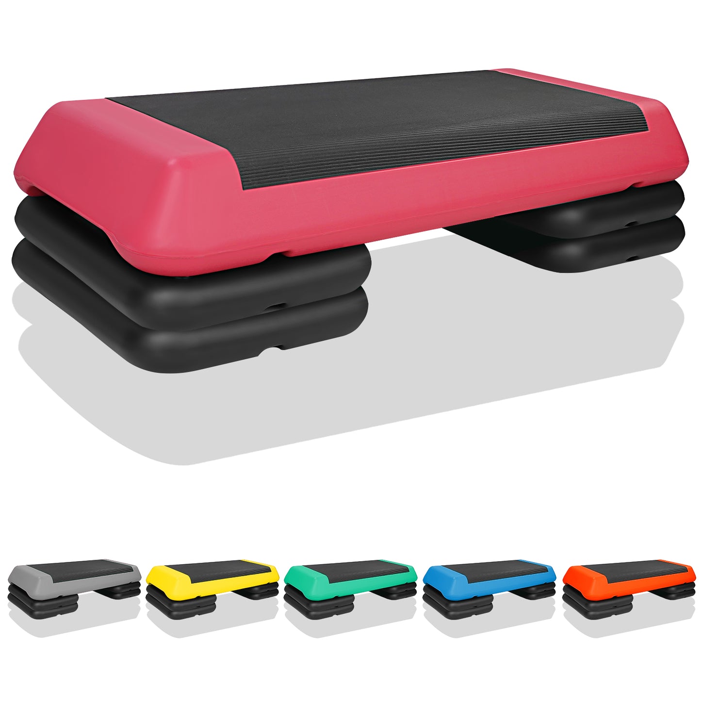 The Red Aerobic Step Platform with 4 Risers Adjustable