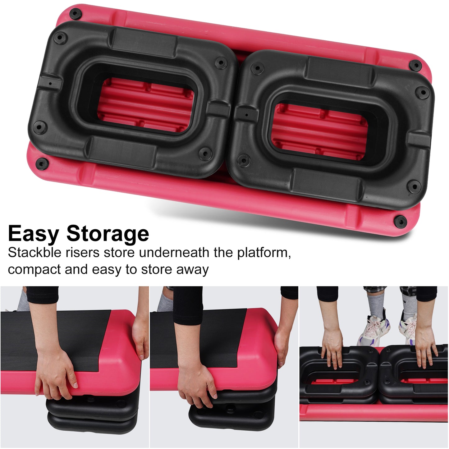 The Red Aerobic Step Platform with 4 Risers Adjustable