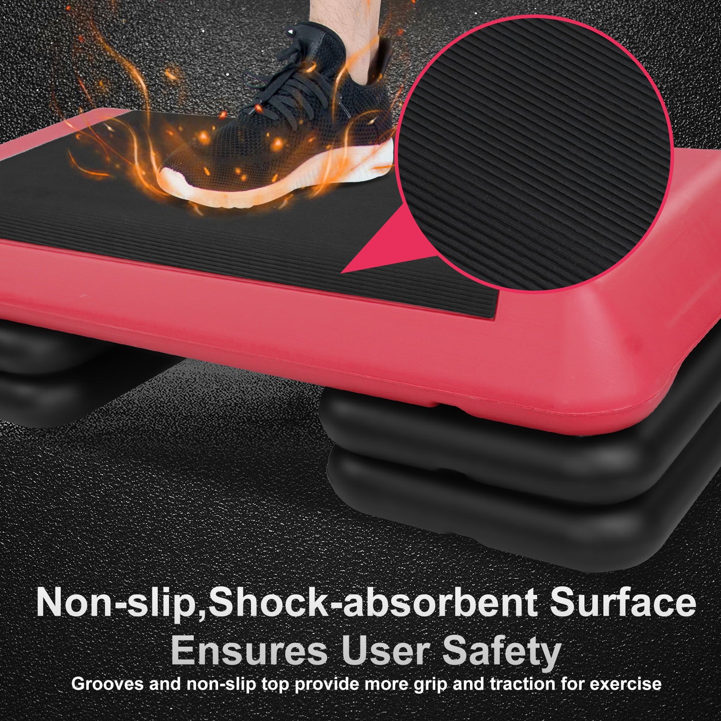 The Red Aerobic Step Platform with 4 Risers Adjustable