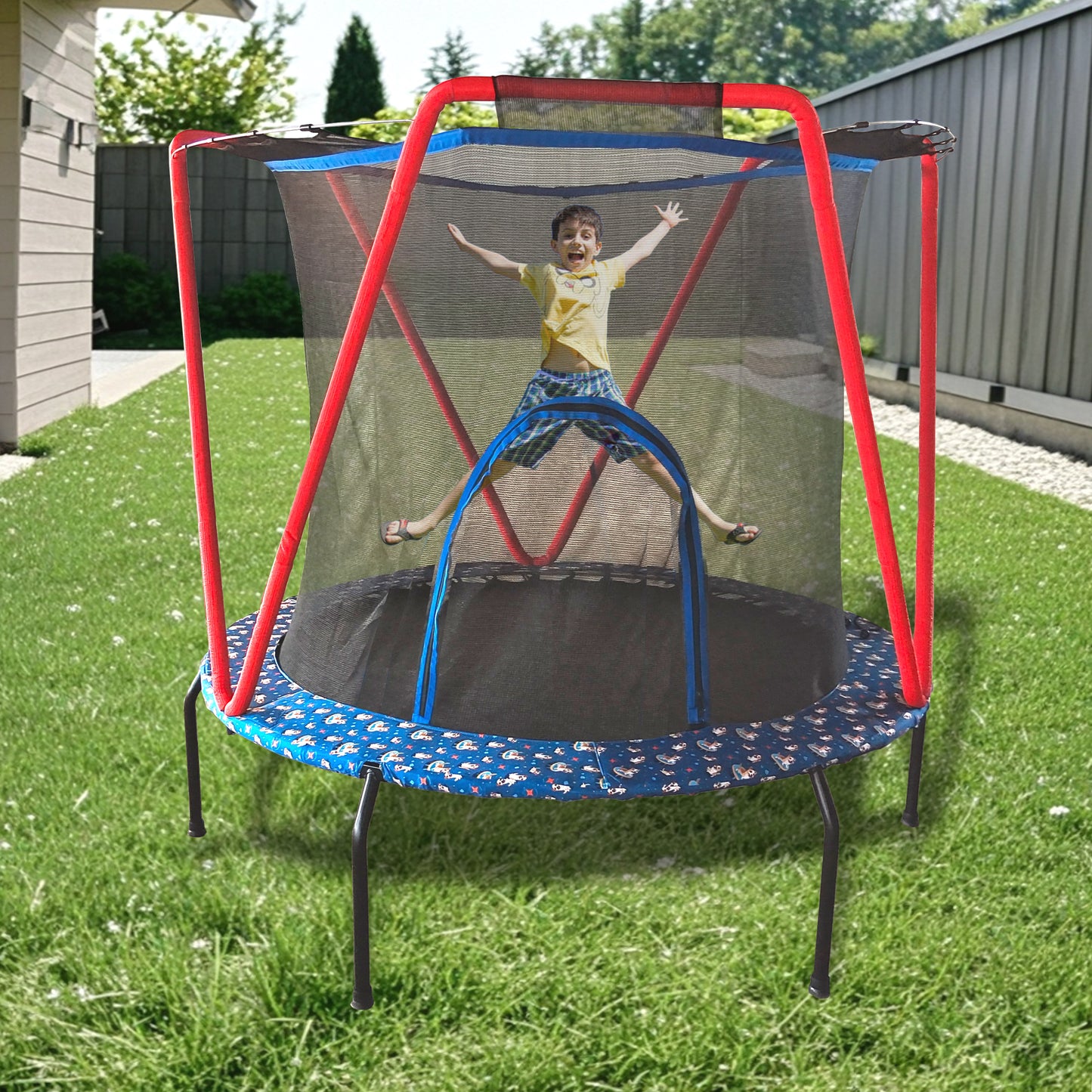 66'' Trampoline for Kids Toddler Indoor Outdoor Small Trampolines for Baby with heighten net No-Gap Design for Kids