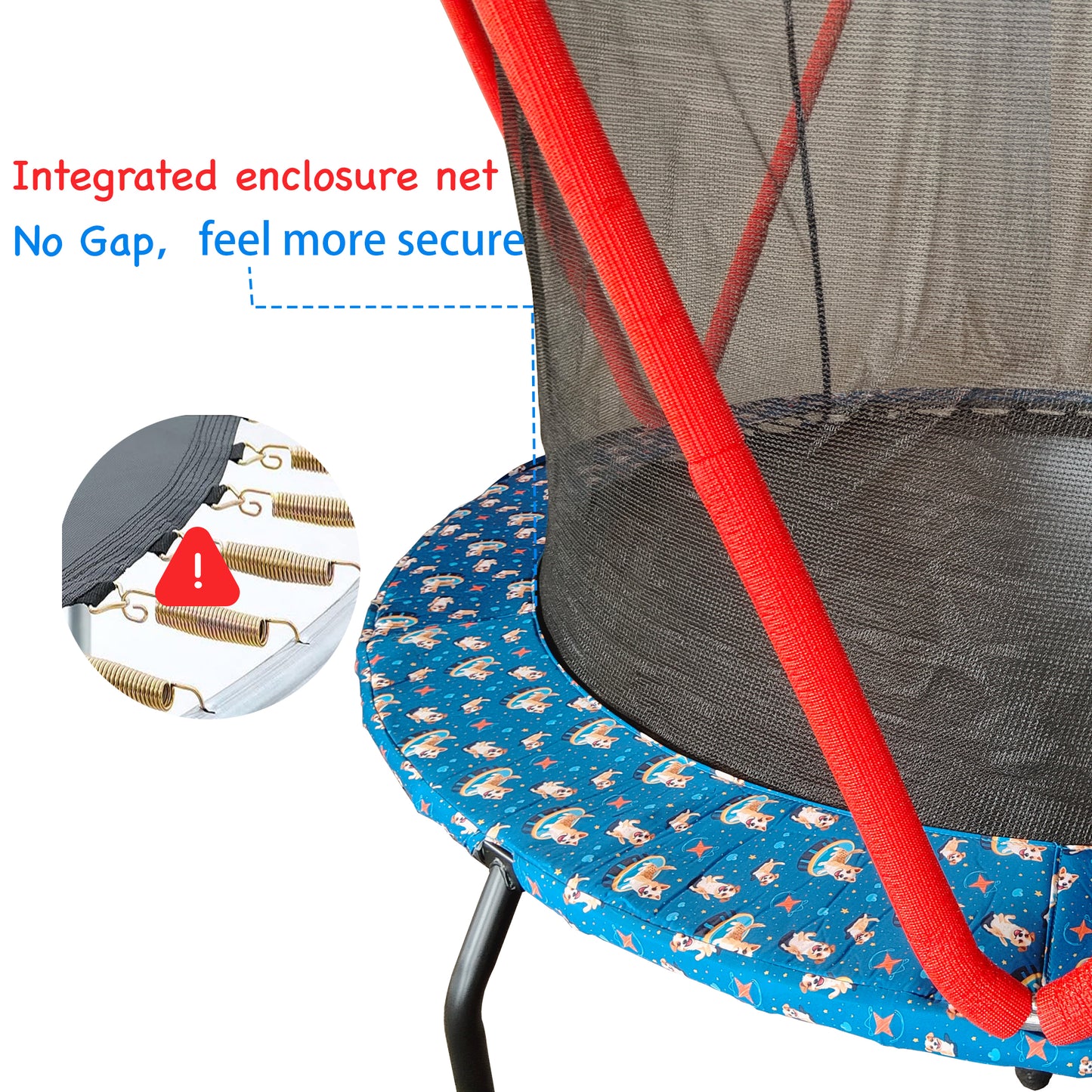 66'' Trampoline for Kids Toddler Indoor Outdoor Small Trampolines for Baby with heighten net No-Gap Design for Kids