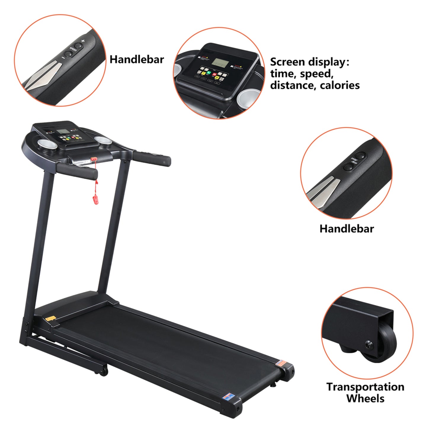 1.0HP Single Function Electric Treadmill With Hydraulic Rod